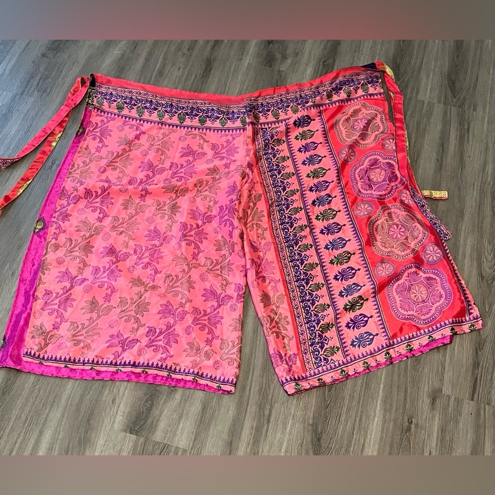 Handmade Reversible Silky Pink Wrap Pants XL - Picture 3 of 4